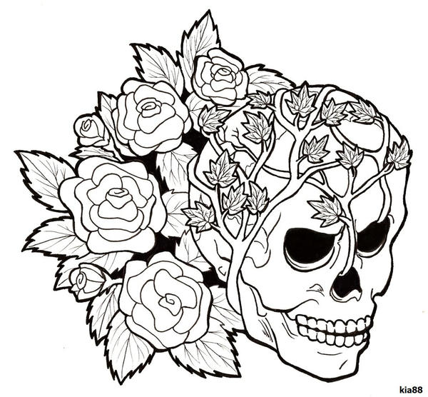 mandala skull and roses coloring pages - photo #17