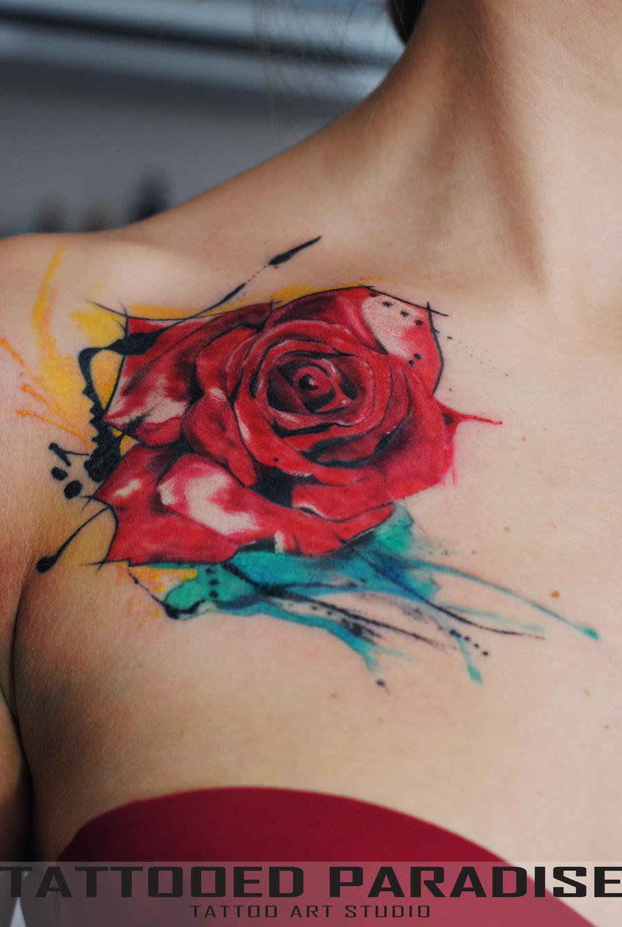 White And Red Rose Tattoo