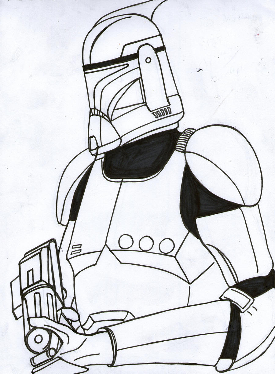 clone trooper portrait line art by funtimes star wars