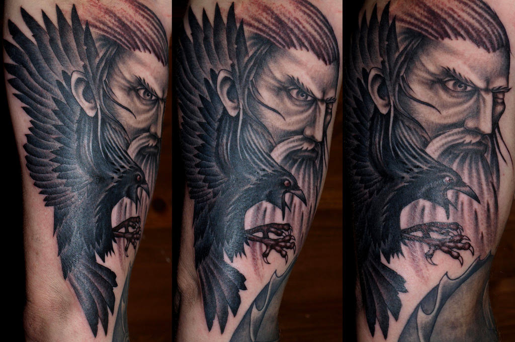 Татуировки с Рунами (подборка фото) Odin_by_darksuntattoo-d600z4q