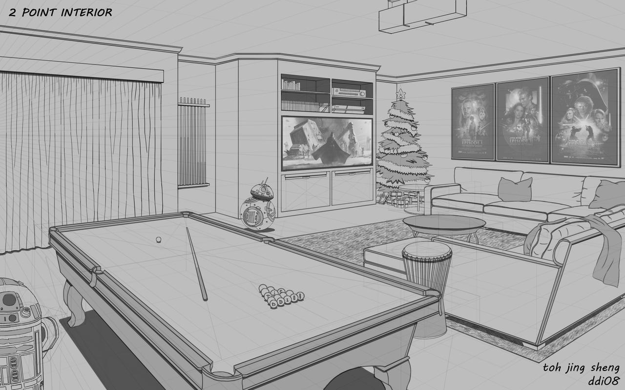 2 Point Perspective of Interior Living Room by CaptainChihuahua on DeviantArt