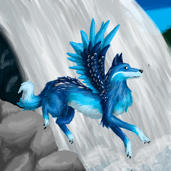 Blue Flying Wolf by LaSpliten on DeviantArt